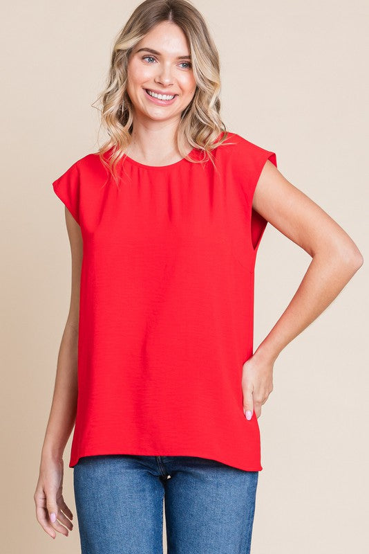 Solid Slay Sleeve Scoop Neck Top