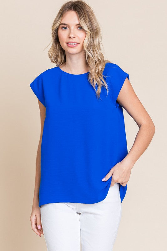 Solid Slay Sleeve Scoop Neck Top