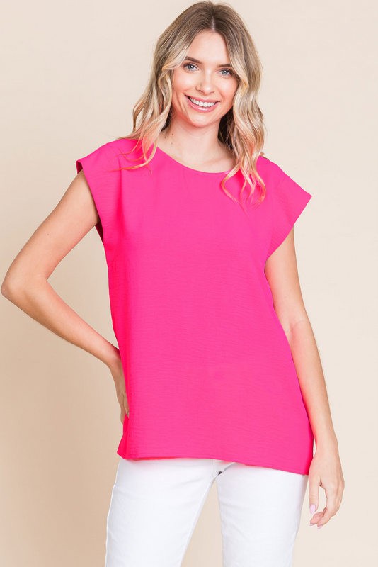 Solid Slay Sleeve Scoop Neck Top