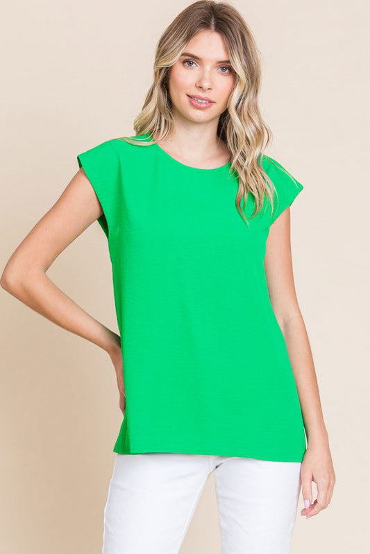 Solid Slay Sleeve Scoop Neck Top