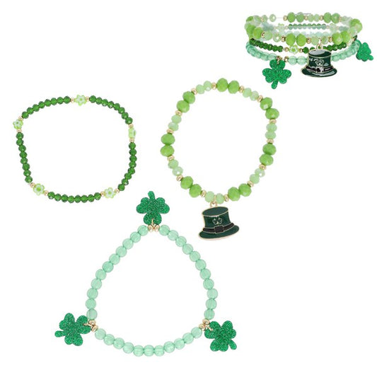 St. Patrick's Day Beaded Bracelet Set