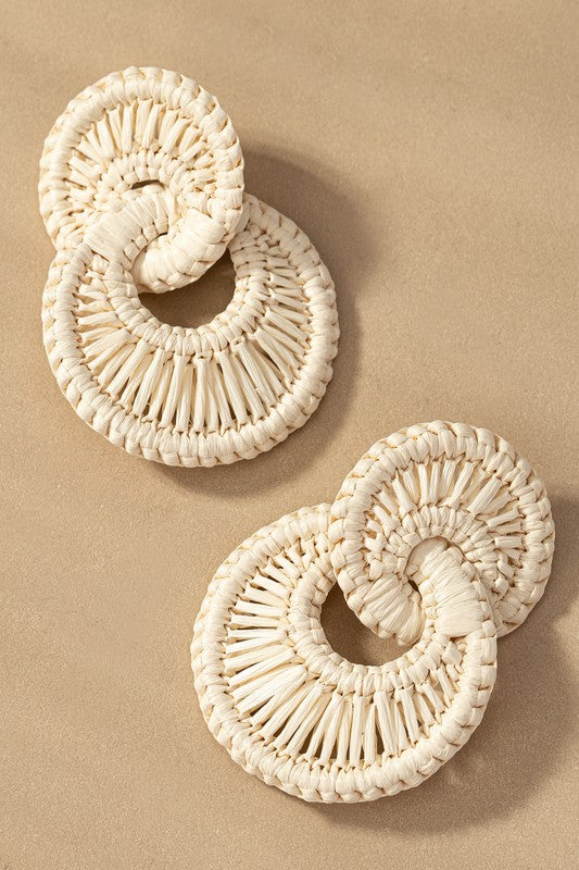 Raffia Woven Double Hoop Earring