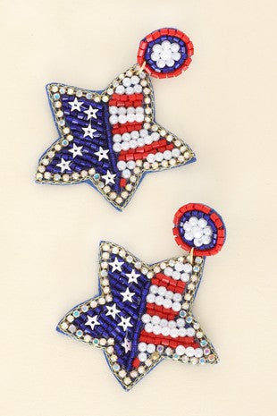 Star Flag Beaded Earring