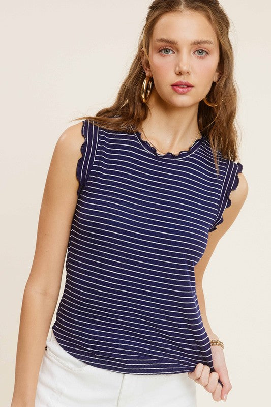 Striped Ruffle Sleeve Top