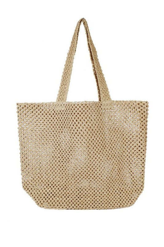 Solid Crochet Straw Bag