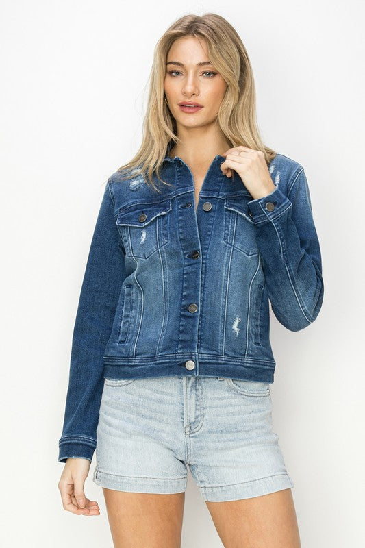 Vintage Washed Denim Jacket - Dark