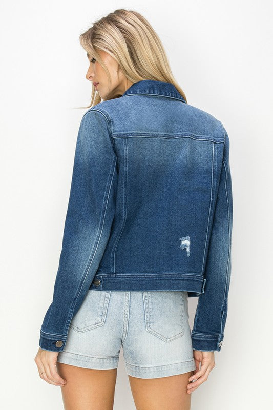 Vintage Washed Denim Jacket - Dark