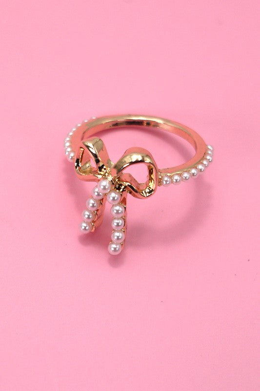 Pearl Studded Bow Ring