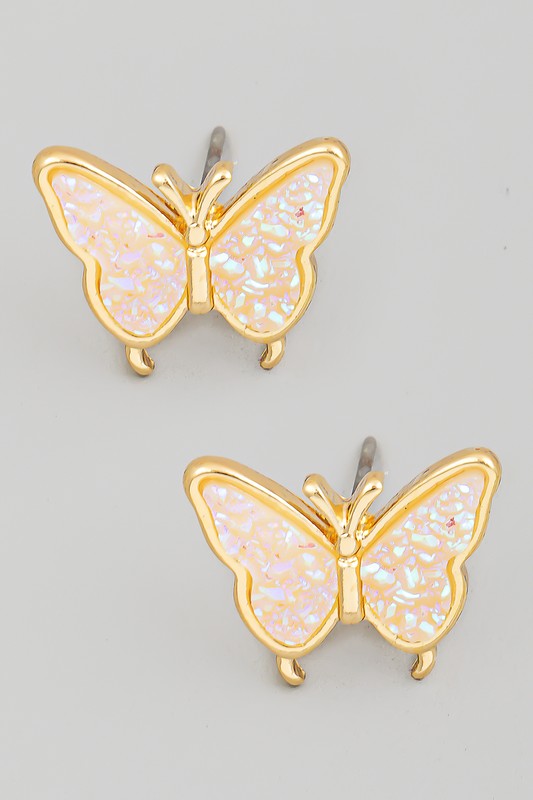 Butterfly Druzy Stud Earring