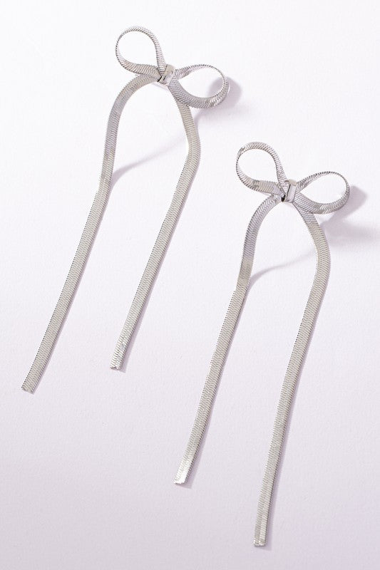 Herringbone Long Bow Tie Earrings