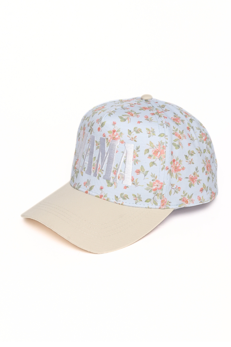 MAMA Embroidered Floral Print Two Tone Cap
