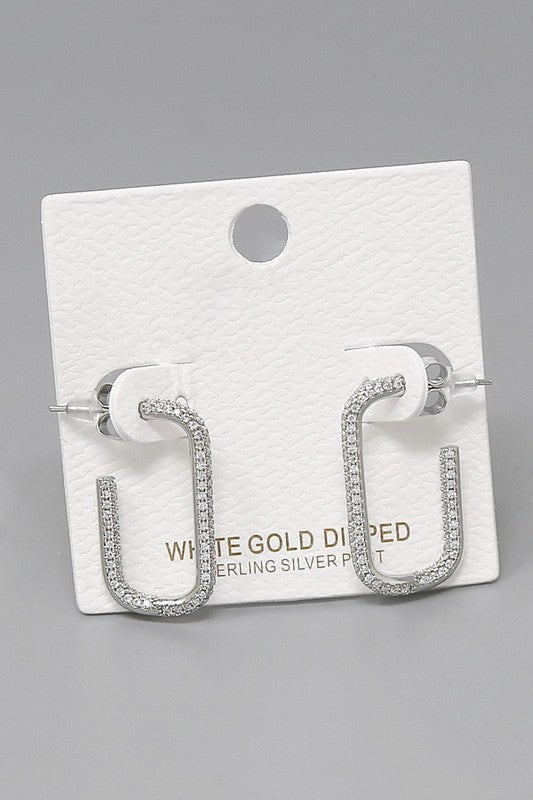 Pave Rectangle Hoop Earring