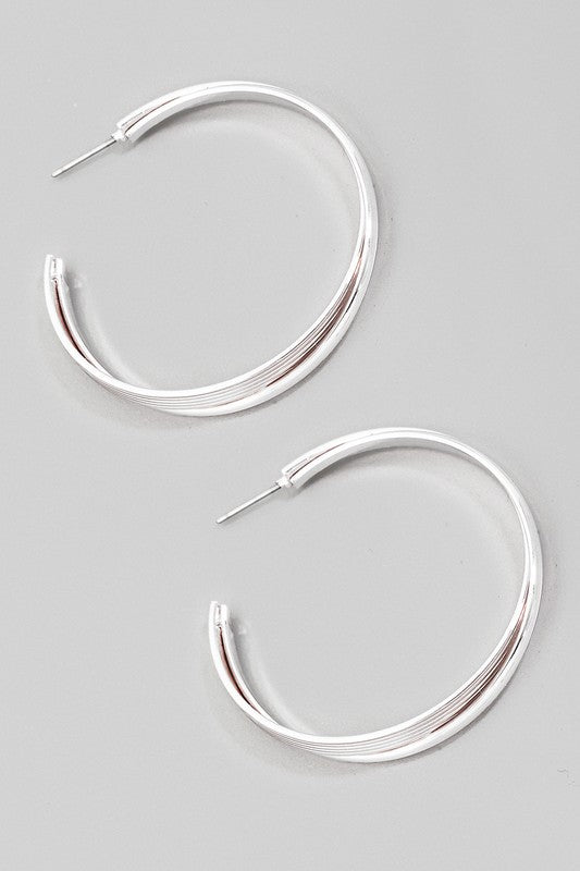 Large Double Layer Twisted Hoop Earring
