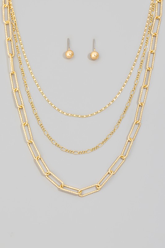 Triple Layered Paperclip Chain Necklace