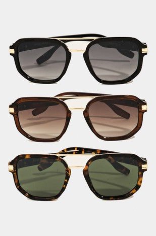 Squoval Acetate & Gold Frame Aviator Sunglasses