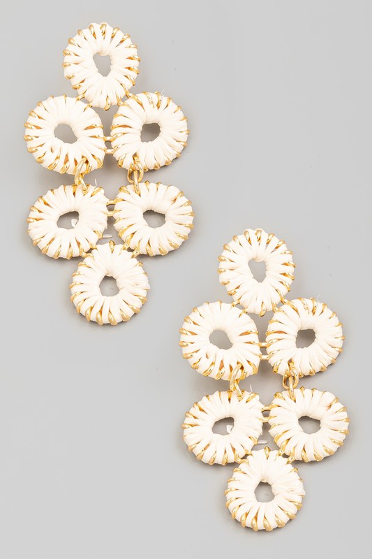 Straw Wrapped Circles Drop Earring