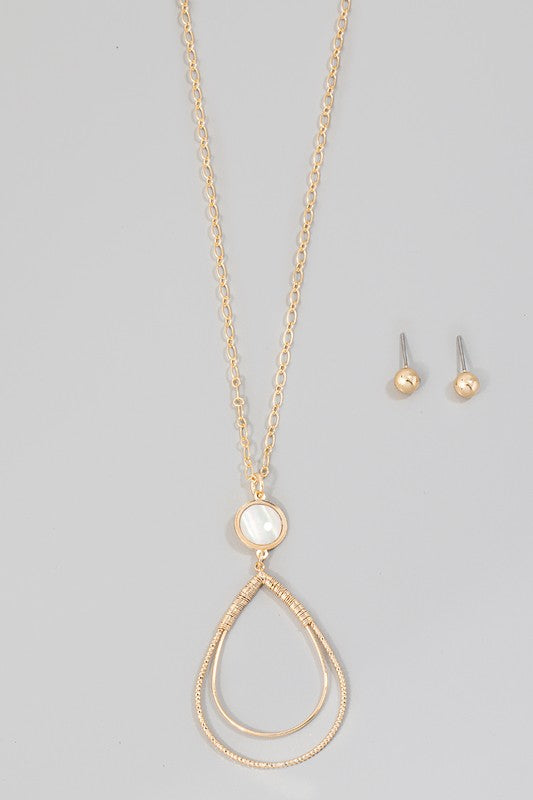 Mother of Pearl Layered Teardrop Necklace
