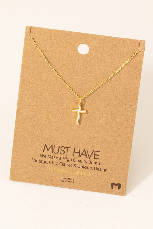 Mother of Pearl Cross Must Have Necklace