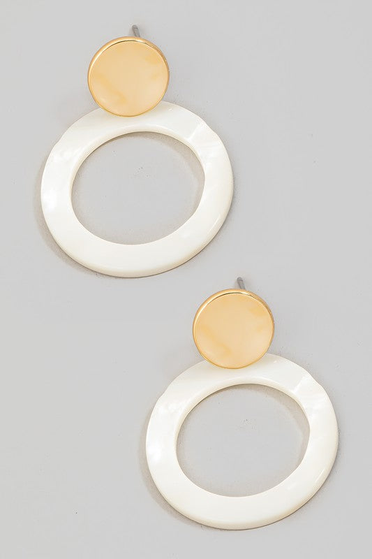 Mother of Pearl Circle Cut Out Post Earring