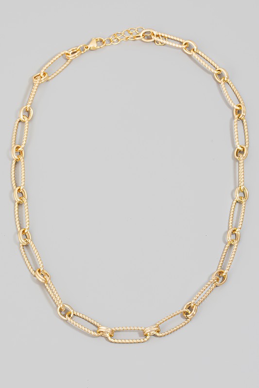 Rope Chain Link Necklace-Gold