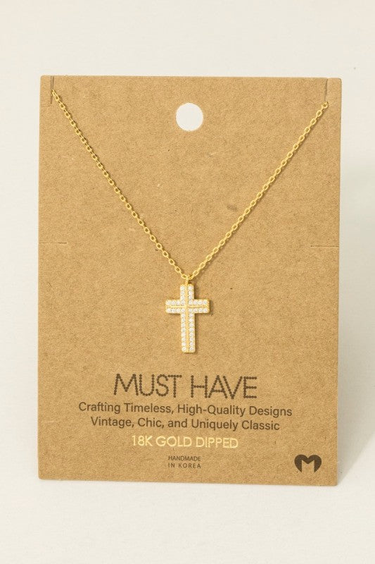 Pave Block Cross Must Have Necklace
