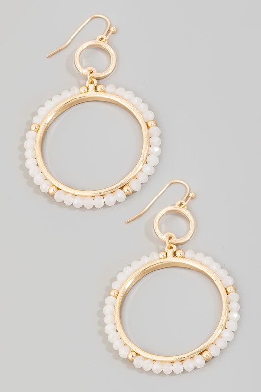 Beaded Double Circle Drop Earring