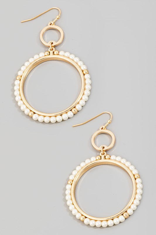 Beaded Double Circle Drop Earring