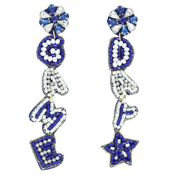 Game Day Seed Bead Star Drop Earring