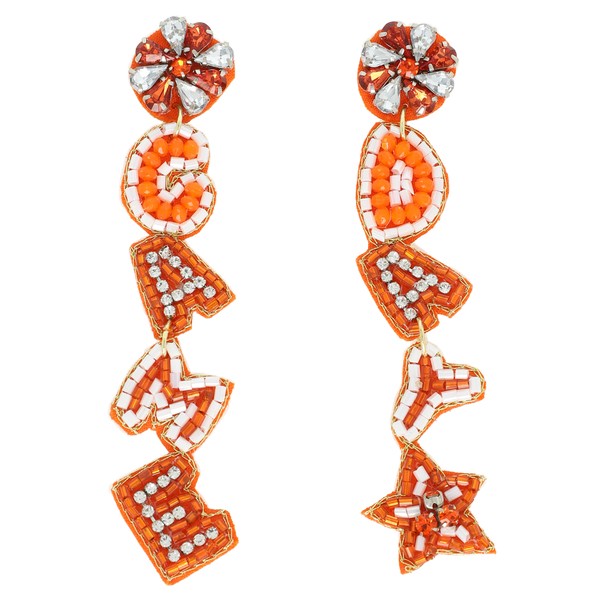 Game Day Seed Bead Star Drop Earring