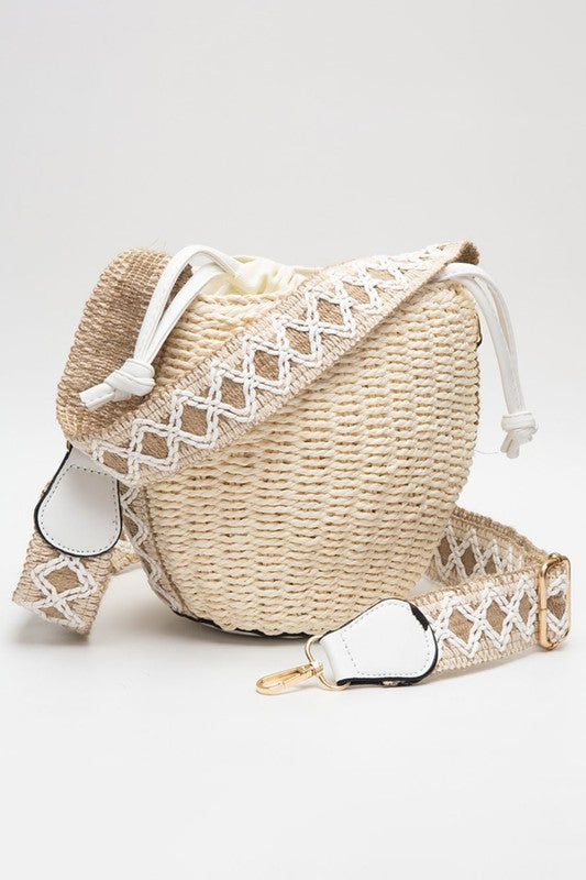 Boho Strap Straw Bucket Bag