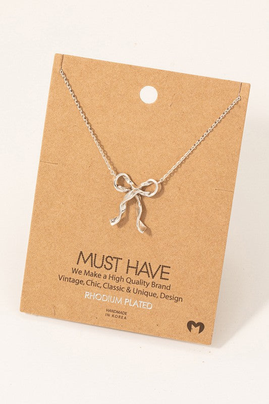 Long Ribbon Bow Must Have Necklace