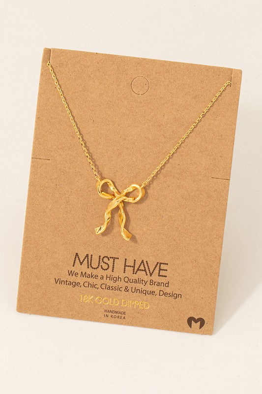 Long Ribbon Bow Must Have Necklace