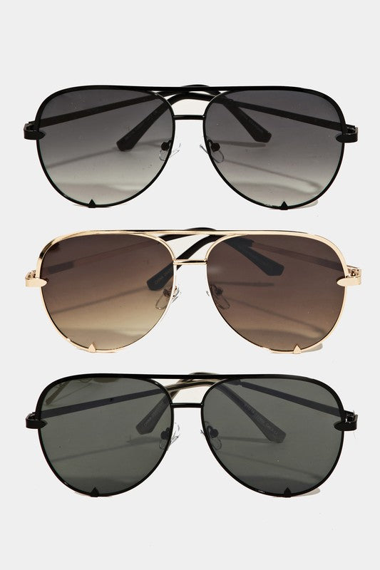 Metal Prong Frame Aviator Sunglasses