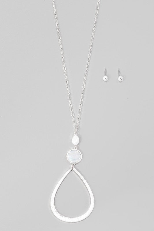 Mother of Pearl Disk Teardrop Necklace