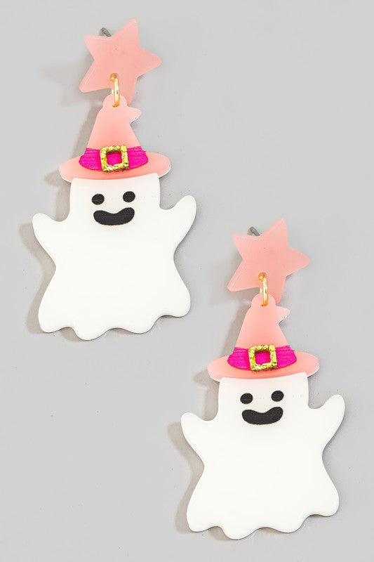 Glow In The Dark Ghost w/Hat Earring