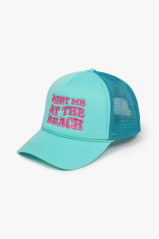 Meet Me At The Beach Trucker Hat-Turquoise