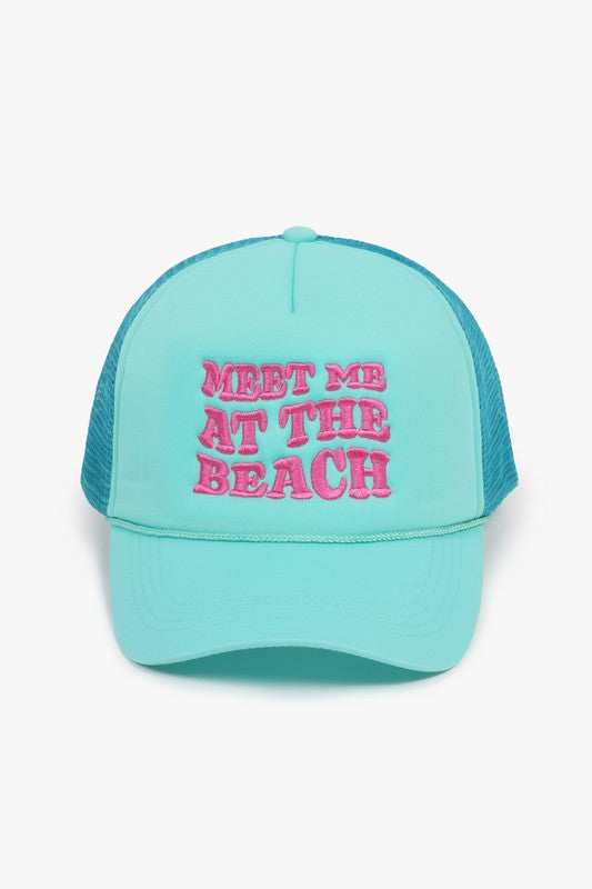 Meet Me At The Beach Trucker Hat-Turquoise