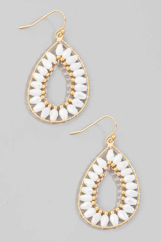 Oval Crystal Beaded Teardrop Earring