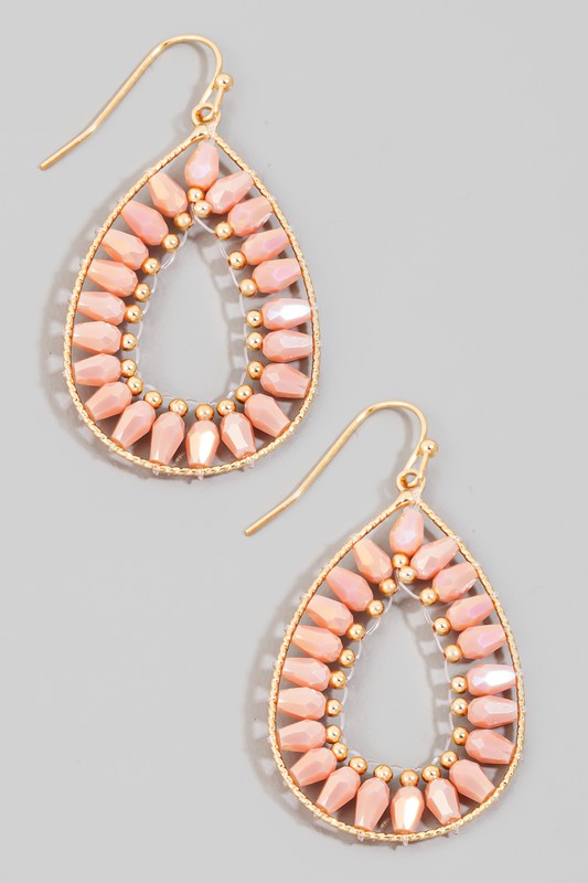 Oval Crystal Beaded Teardrop Earring