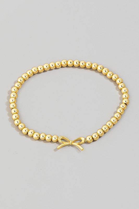 Gold Plated Ball Bow Bracelet