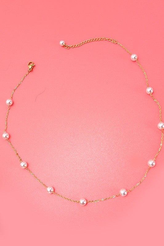 Pearl Stationary Chain Necklace