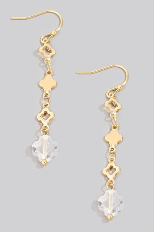 Crystal Clover Dangle Chain Earring