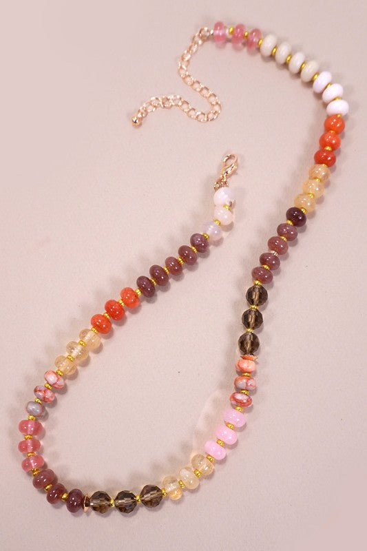 Fall Colored Natural Gemstone Beaded Necklace