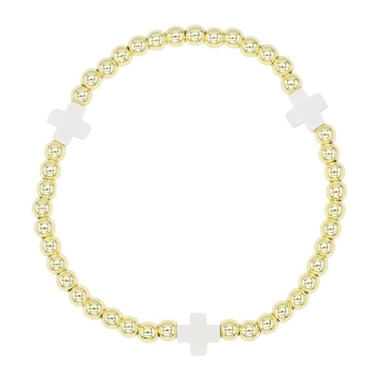 Ball Bead Cross Single Bracelet-White