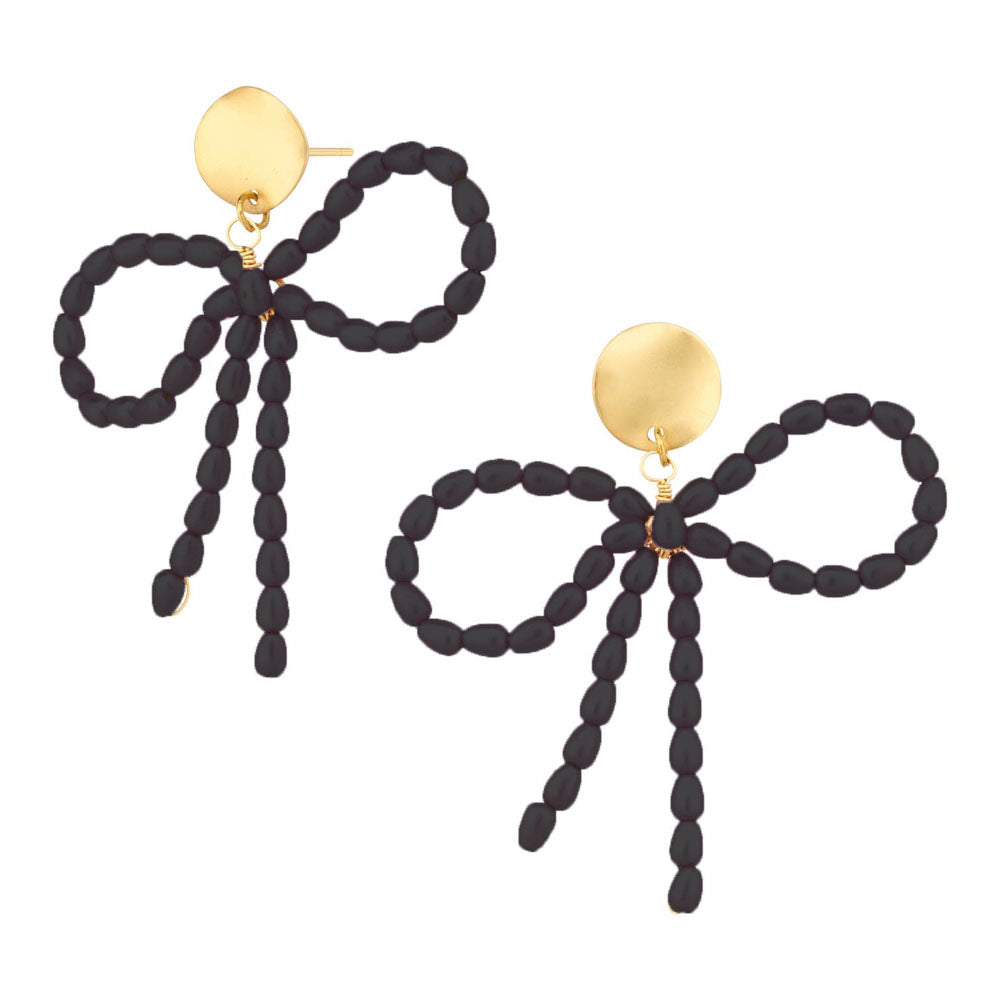 Beaded Bow Drop Earring