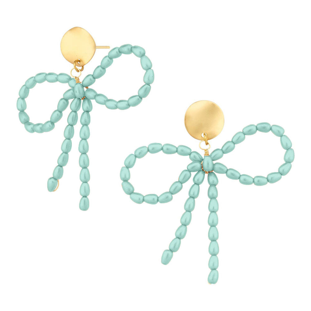 Beaded Bow Drop Earring