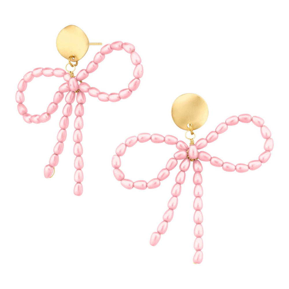 Beaded Bow Drop Earring