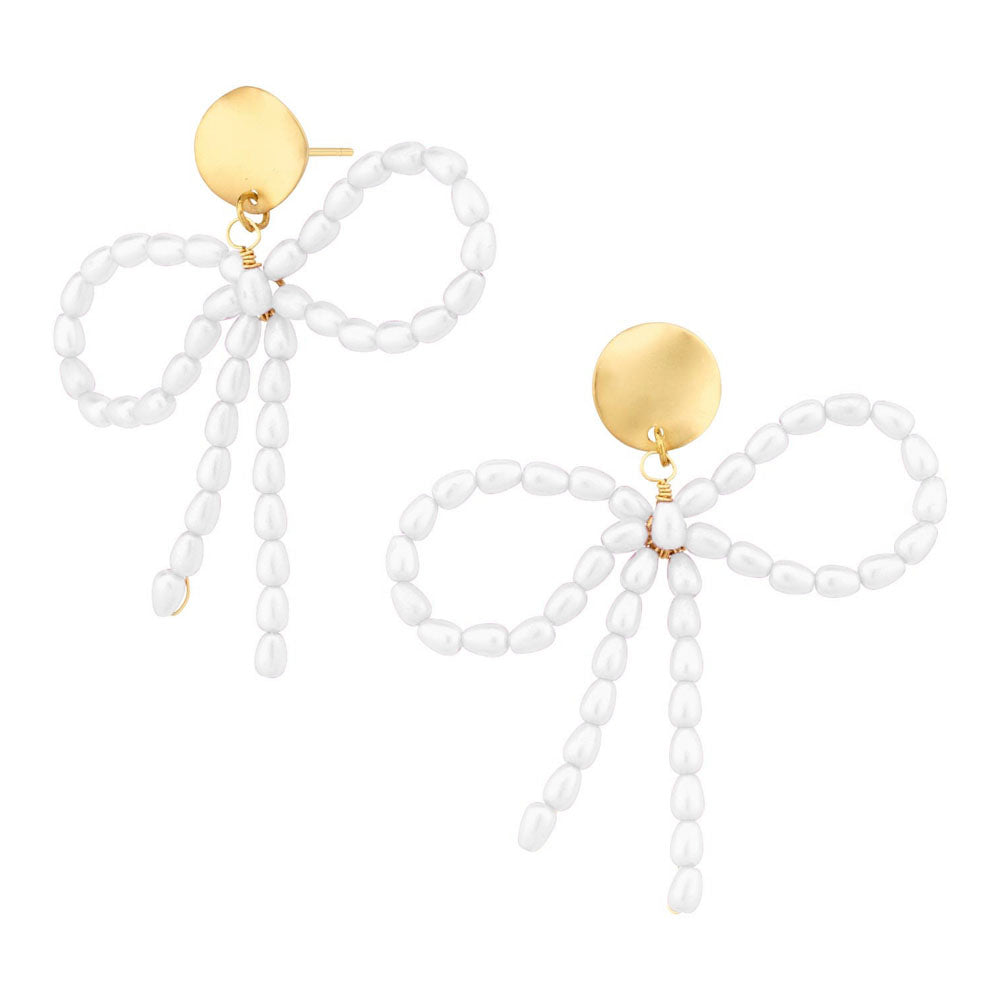 Beaded Bow Drop Earring