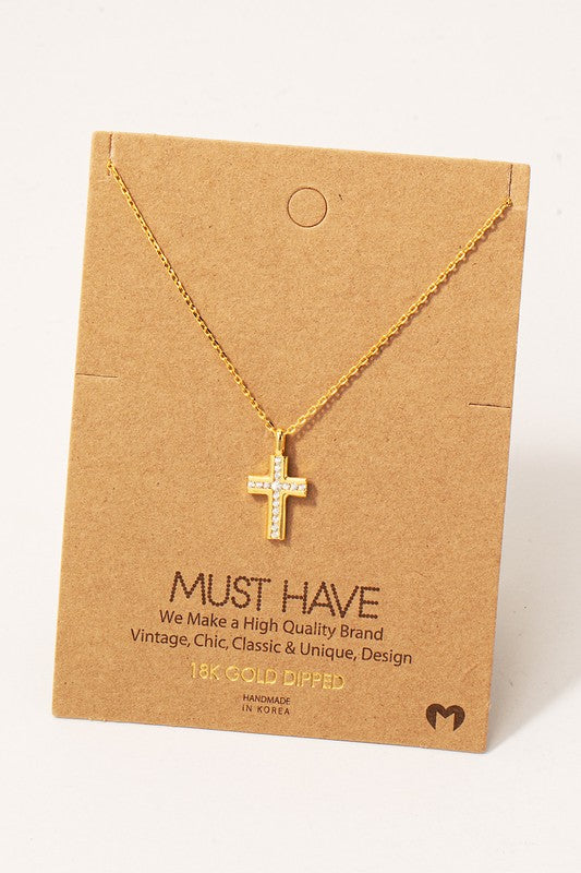 Rhinestone Line Cross Must Have Necklace