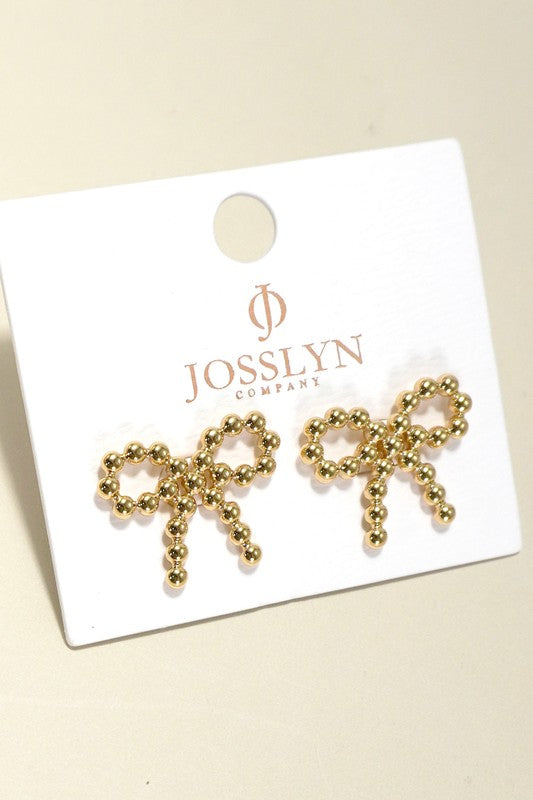 Dotted Metal Bow Post Earring